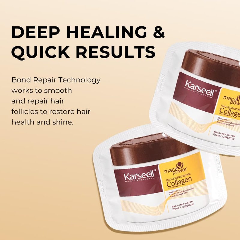 Collagen Hair Mask - Deep Repair Treatment with Argan Oil for Dry, Damaged Hair | 25ml (24 Packs)