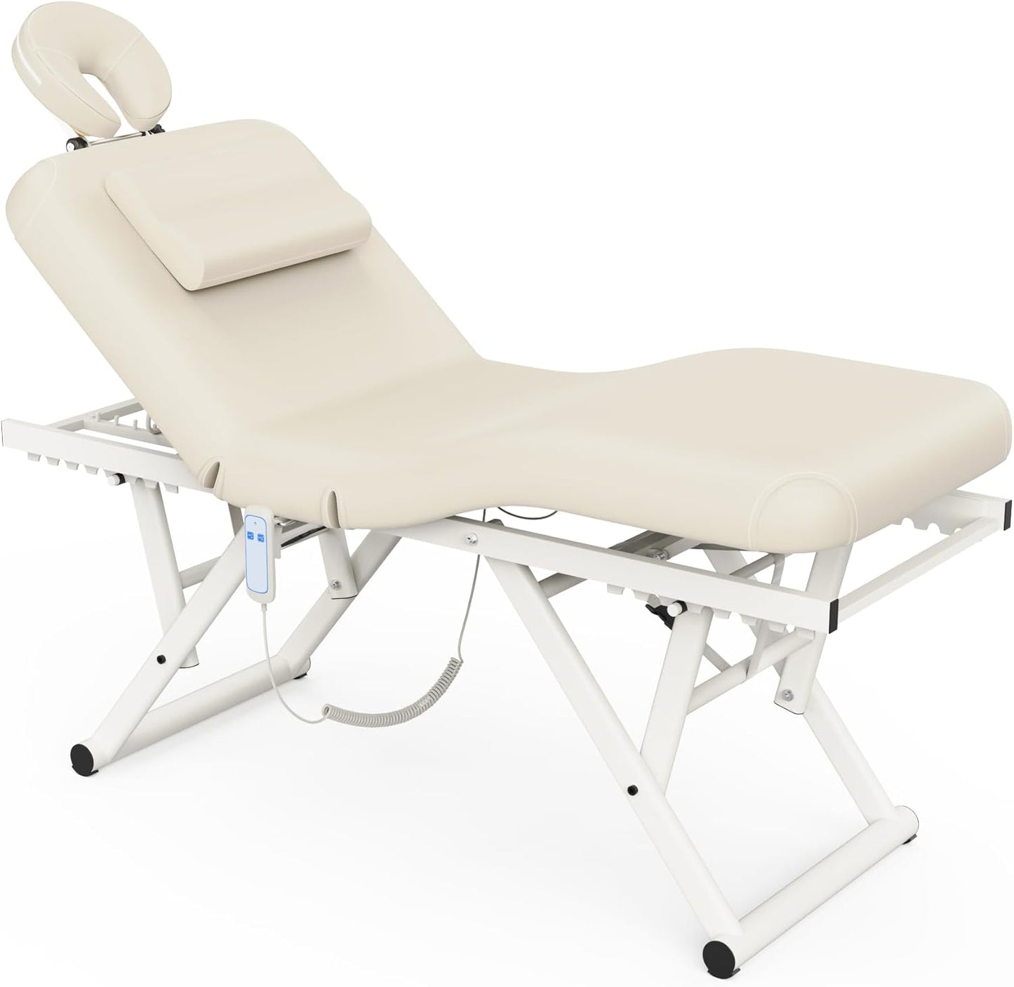 Adjustable Massage Table - Manual Height & Backrest Control, Face Pillow & Headrest | Brown Spa Treatment Bed