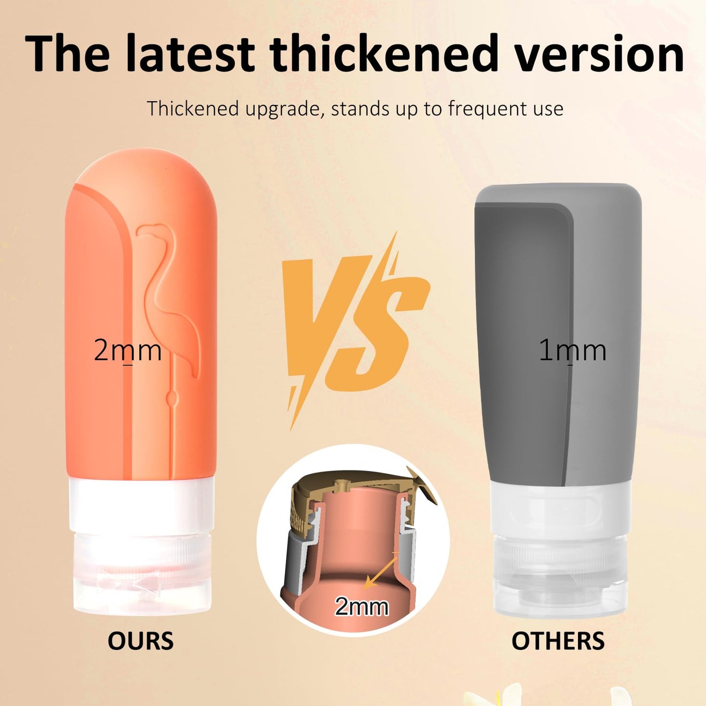 Vipop Travel Size Bottles - 3 oz Leak-Proof Silicone Containers for Toiletries | TSA Approved