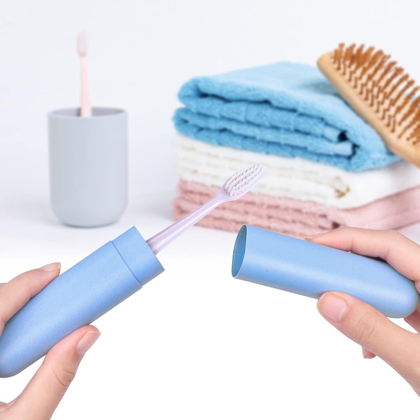 Travel Toothbrush Case - 4 Pack Portable Toothbrush Holders | Durable Plastic Containers for Travel, Camping, Home & School