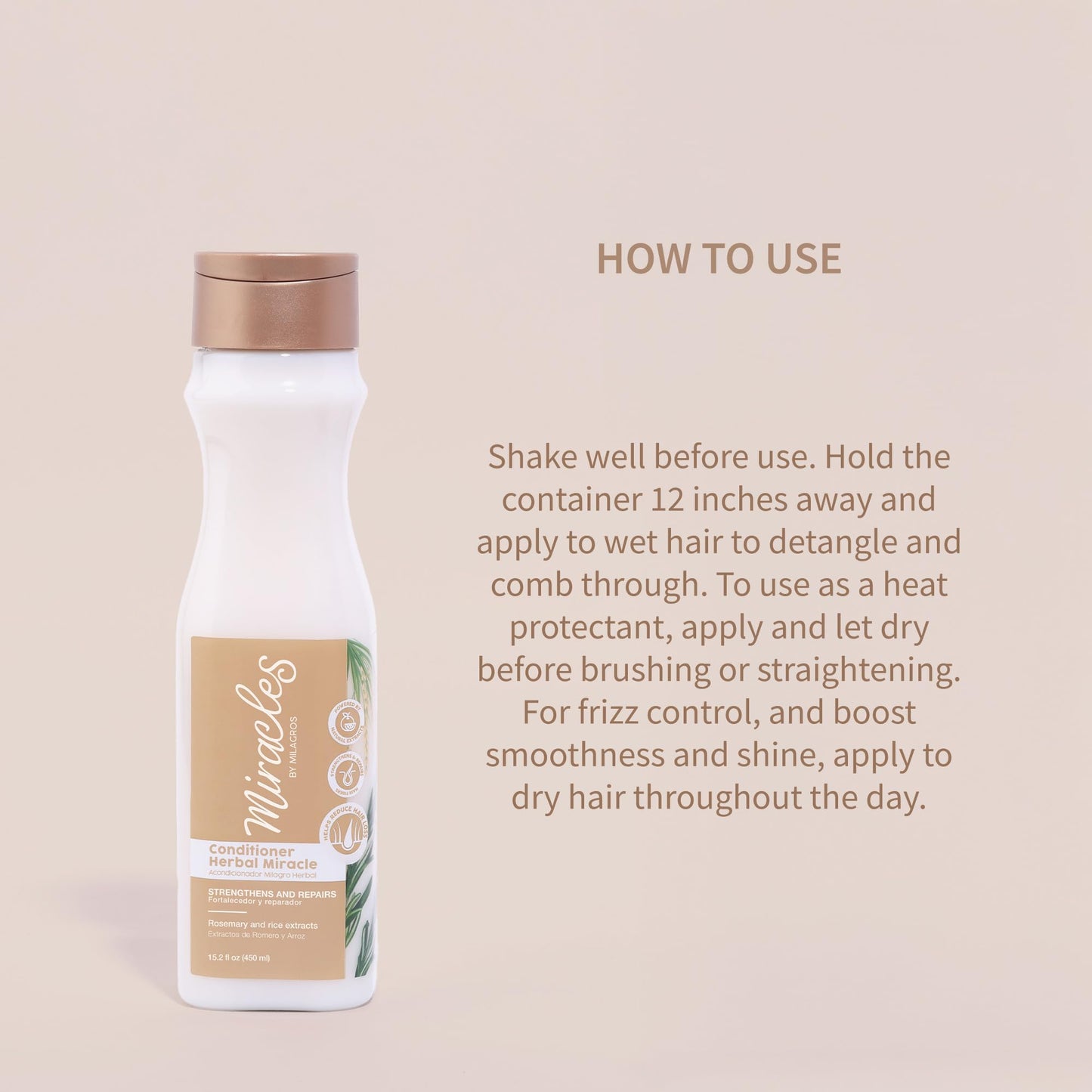 Herbal Miracle Conditioner – Hydrating & Detangling Hair Conditioner – Strengthens, Repairs & Reduces Hair Loss – With Rosemary, Rice Extract & Amino Acids – Anti-Frizz & Smooth Finish