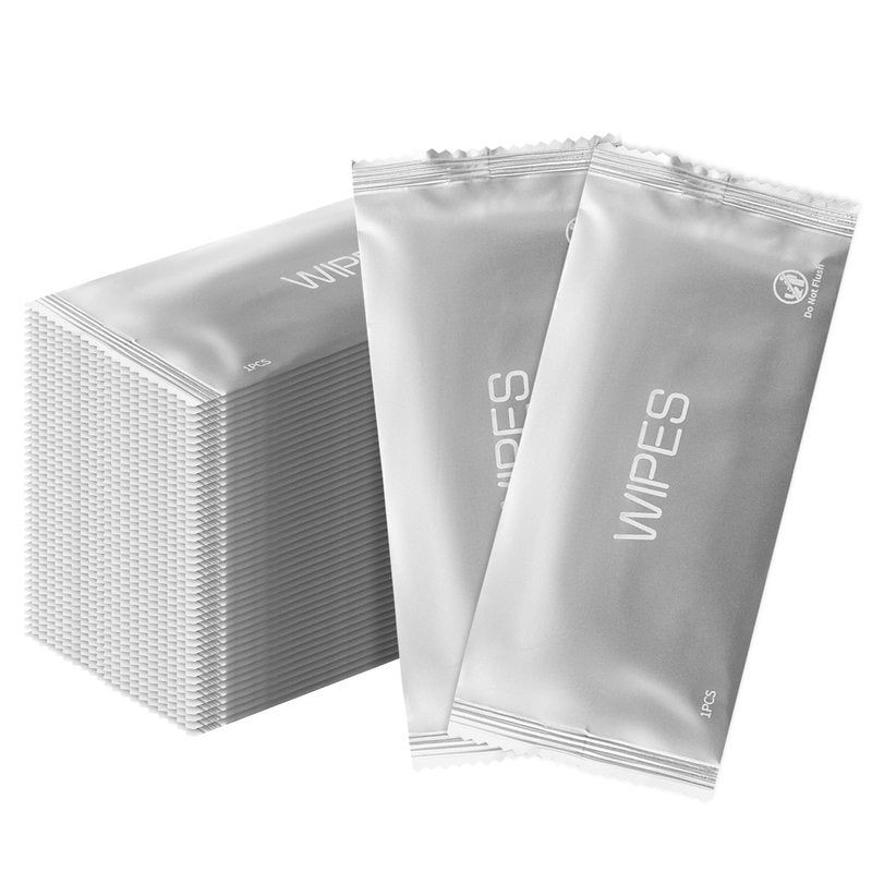 Etenpo 50 Pack Individually Wrapped Wet Wipes, Wet Wipes for Hands, Pure Water, for Wedding, BBQ, Parties and Travel, Alcohol-Free Disposable Hand Wipes Kit