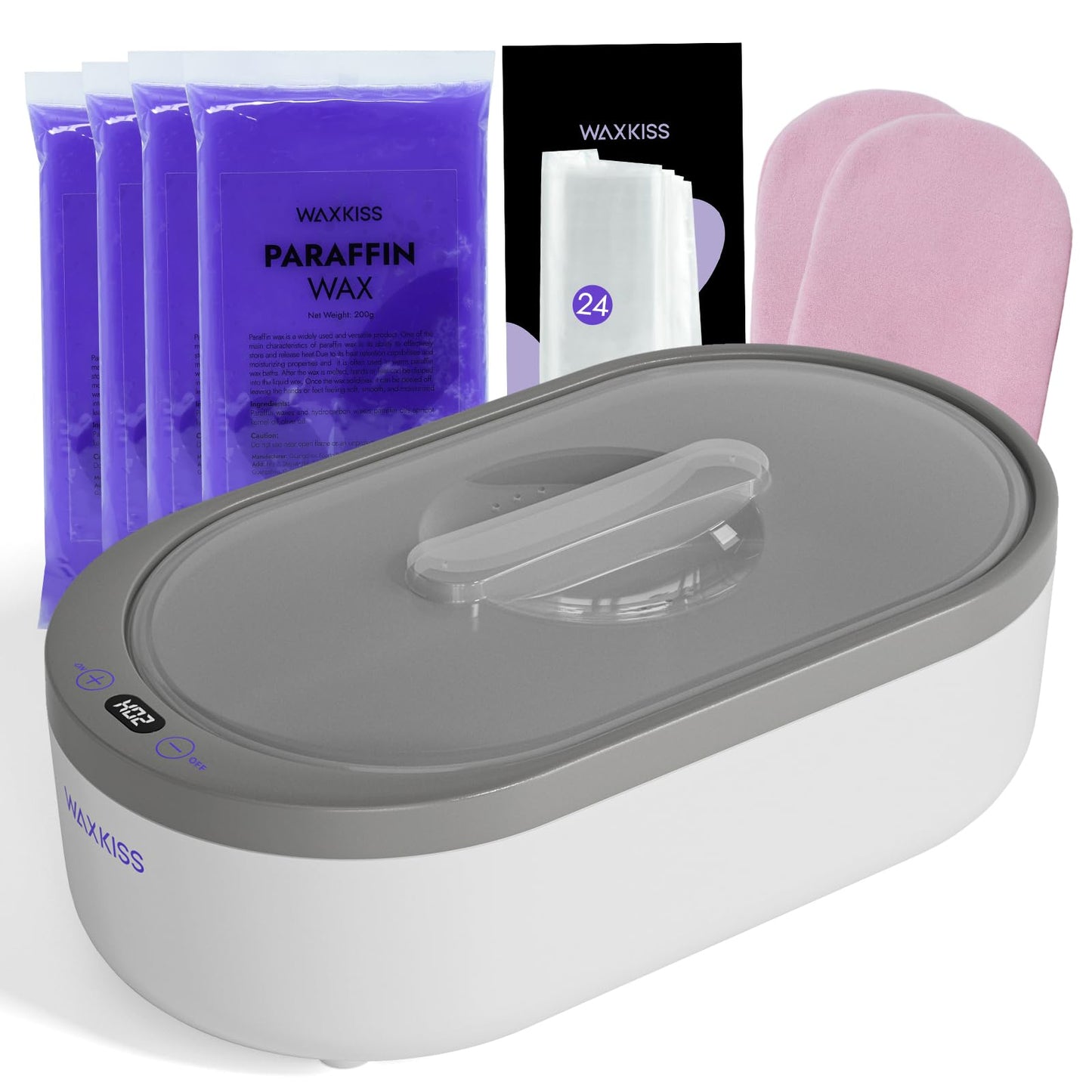 Small Paraffin Wax Machine for Hands - Paraffin Hand Wax Machine 2000ml Small Size With 4 packs of Paraffin Wax Digital Display Screen for Paraffin Baths