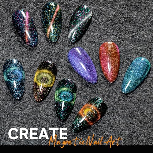 MIZHSE Galaxy Cat Eye Gel Nail Polish Set - 10 Colors with Magnetic Stick