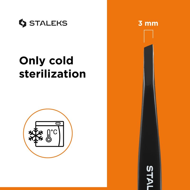 STALEKS PRO Expert 11 Type 4b Professional Eyebrow Tweezers (Black) – Narrow Beveled Stainless Steel for Fine, Thin Brows & Precise Hair Removal