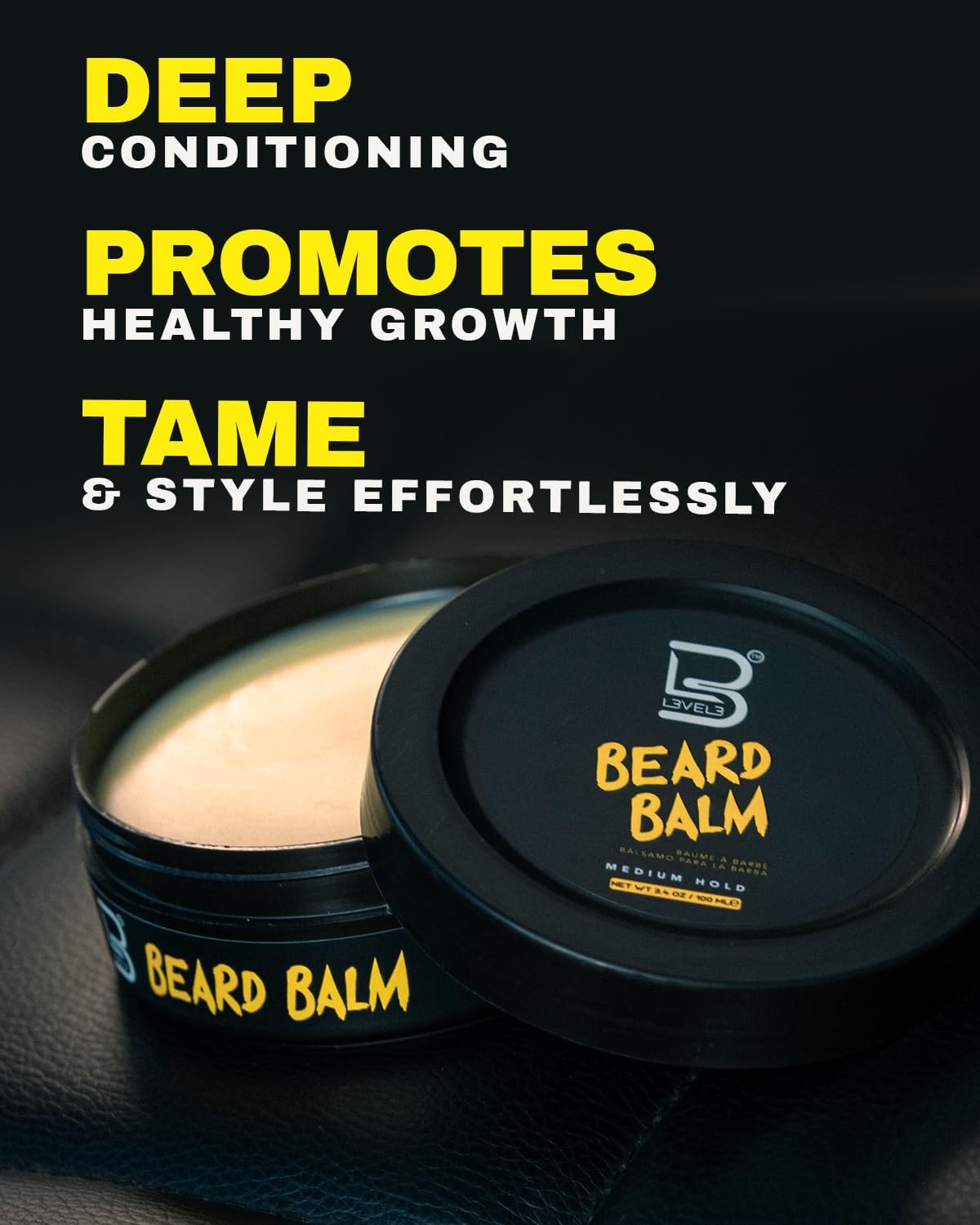 Level 3 Beard Balm - Leave-In Conditioner and Softener for Men - Deep Massage Care