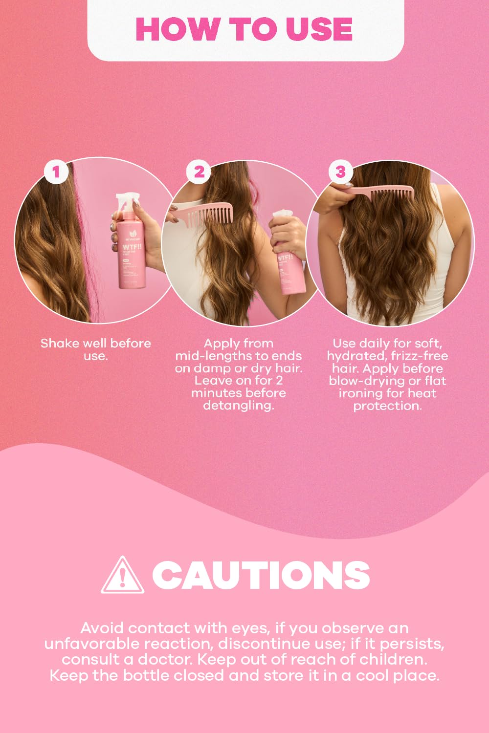 Where's the Frizz 3-in-1 Hair Mist - Heat Protectant, Detangler & Anti-Frizz Spray with Argan Oil, Collagen & Vitamin E - Lightweight Strengthening Leave-in Tonic for All Hair Types - 8 fl oz
