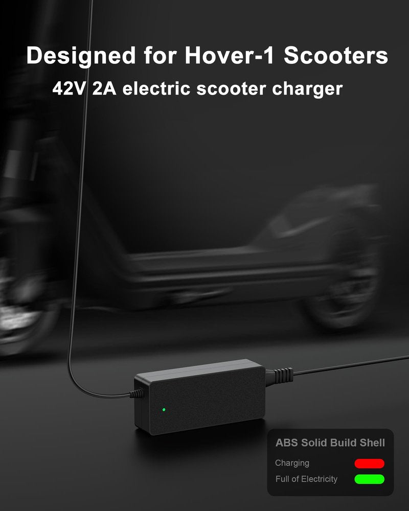 VHBW 42V 2A Electric Scooter Charger, Compatible with Hover-1 36V Battery Scooters (Highlander, Dynamo, Gambit, Helios & More), 5.5×2.5mm DC Round Plug, Not Compatible with 29.4V or 3-Prong/XLR Models