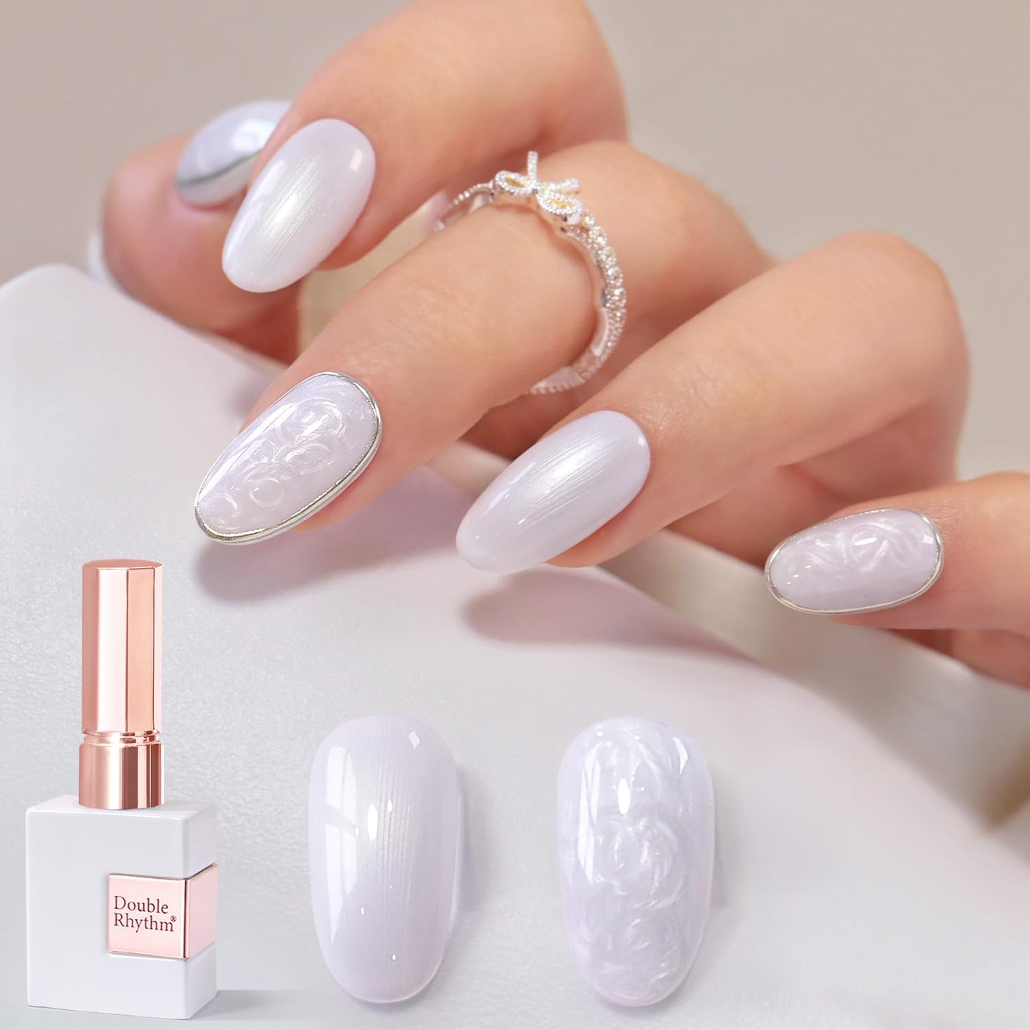 Gel Nail Polish - Double Rhythm 15ML Pearl White Soak Off for Art Manicure | DIY at Home