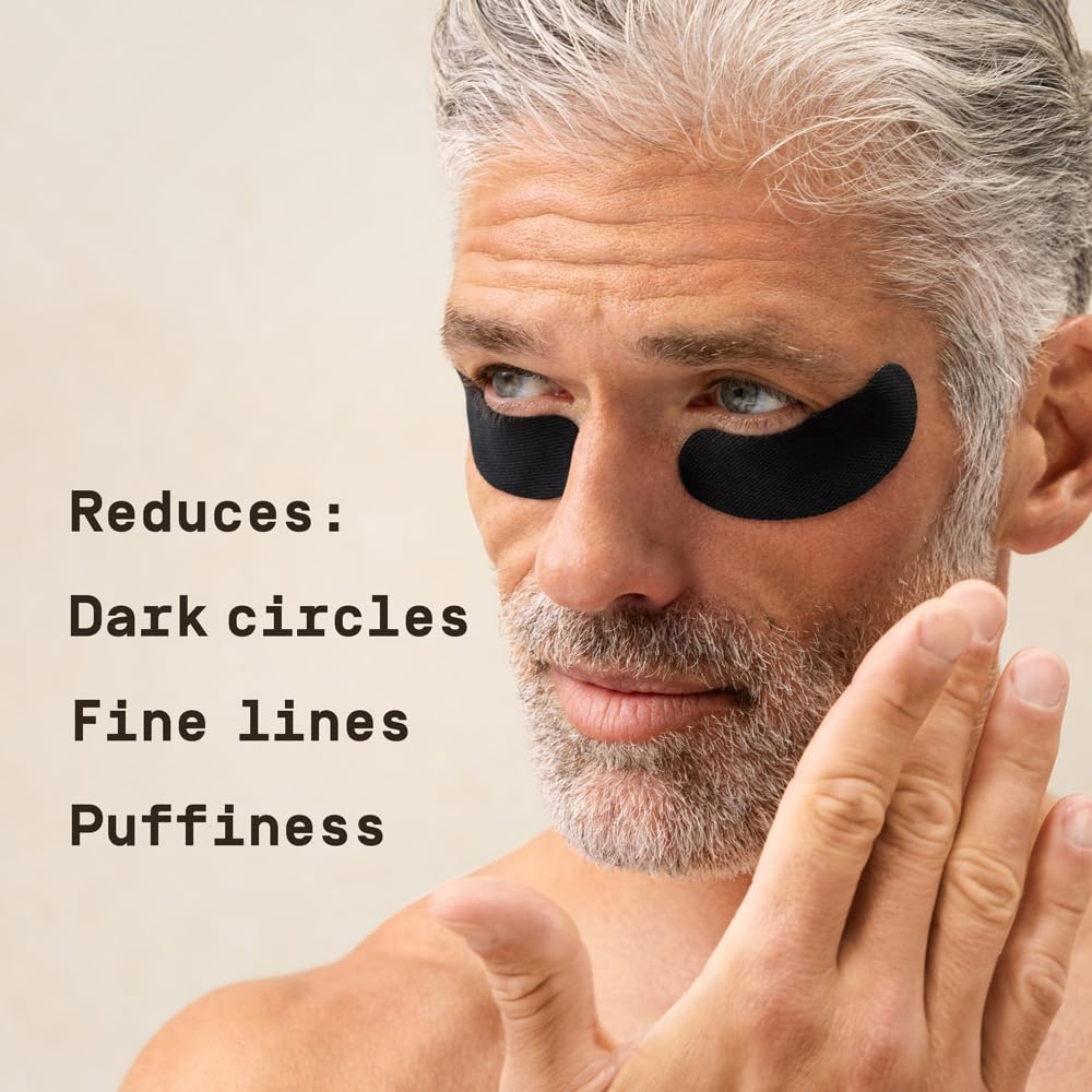 Fast-Acting Under Eye Patches for Men - Reduce Puffiness & Dark Circles | Niacinamide, Hyaluronic Acid, Caffeine | 6ct
