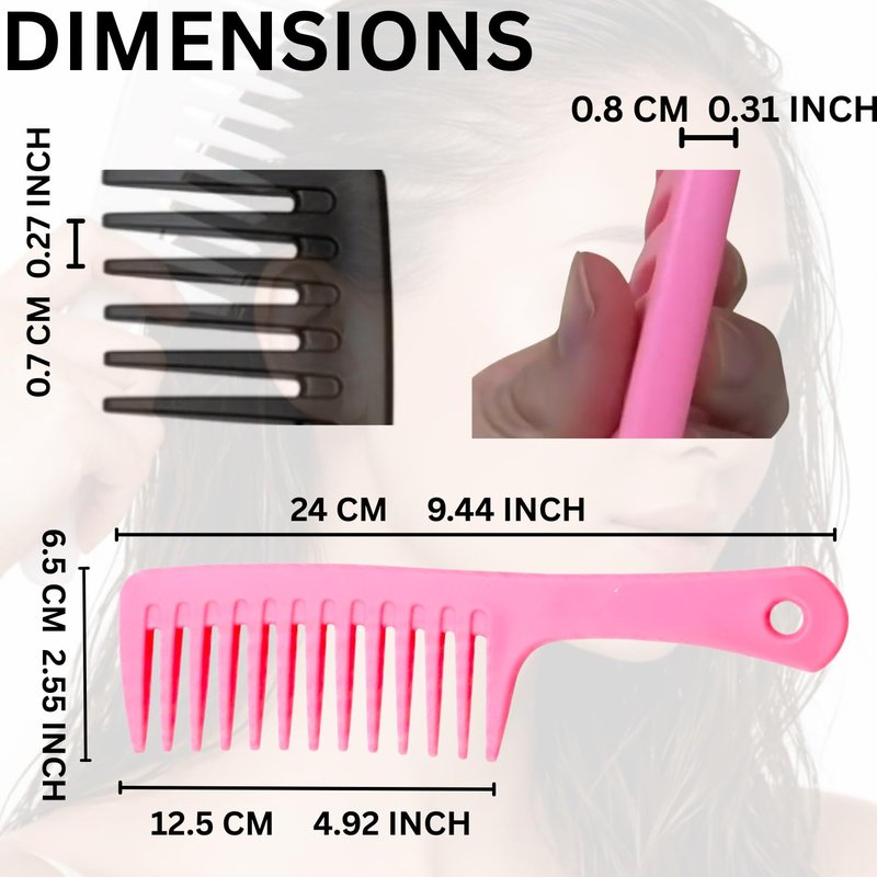 Wide Tooth Comb Hair Detangler - Curly Hair Wet & Dry Use | White Color