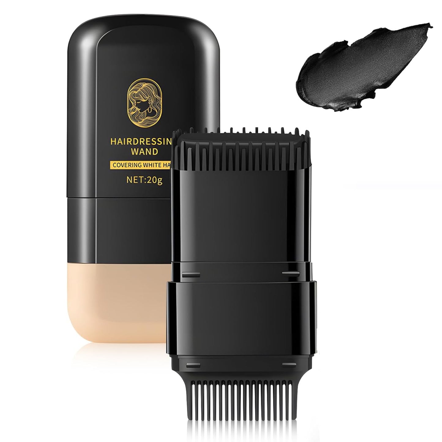 Hair Color Stick & Comb - Waterproof Gray Root Touch Up for Men & Women | Instant Convenient Hair Dye (Black)
