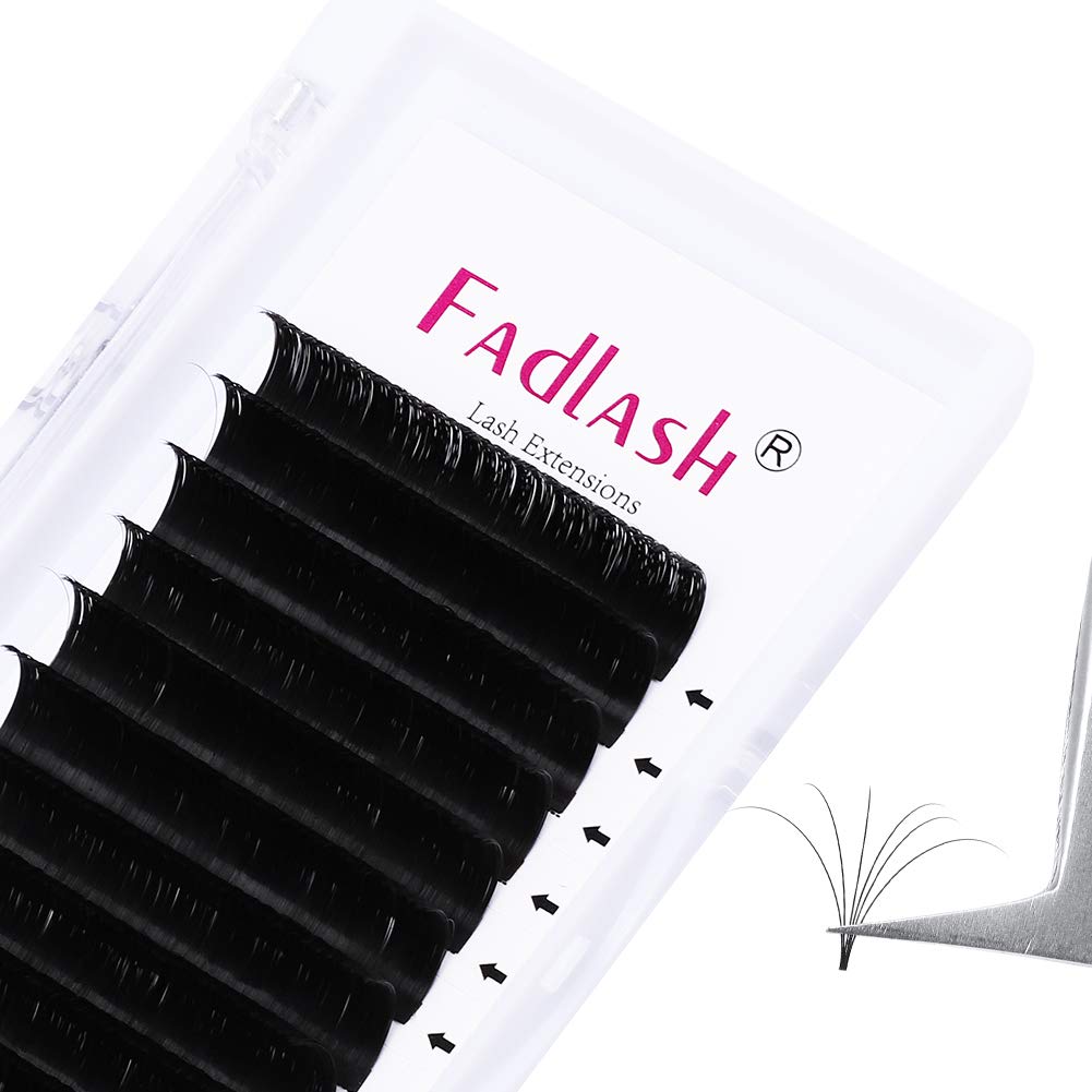 Easy Fan Lash Extensions - D Curl 0.07 Volume Mixed Trays | Soft Individual Lashes 8-14mm