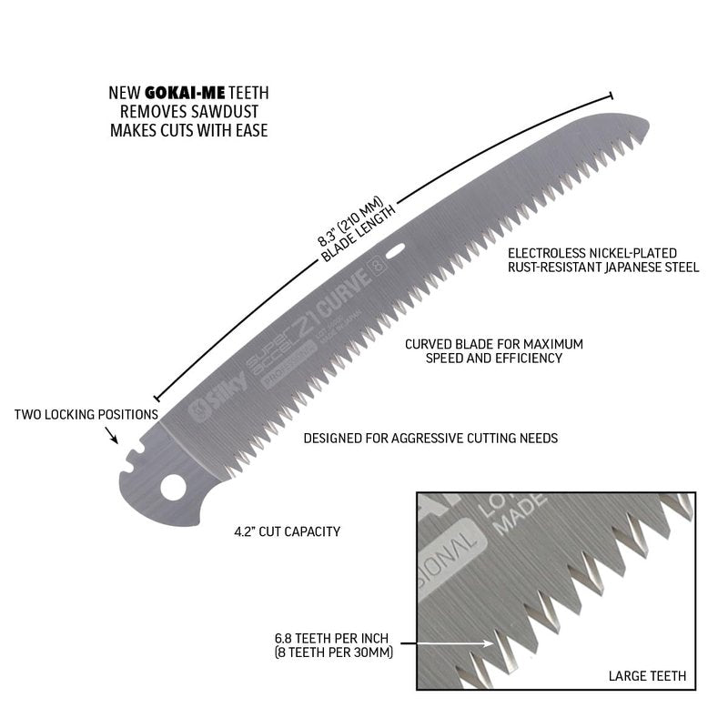 Silky Replacement Blade Only Professional Series Super Accel 21 Curve 210mm (729-21)