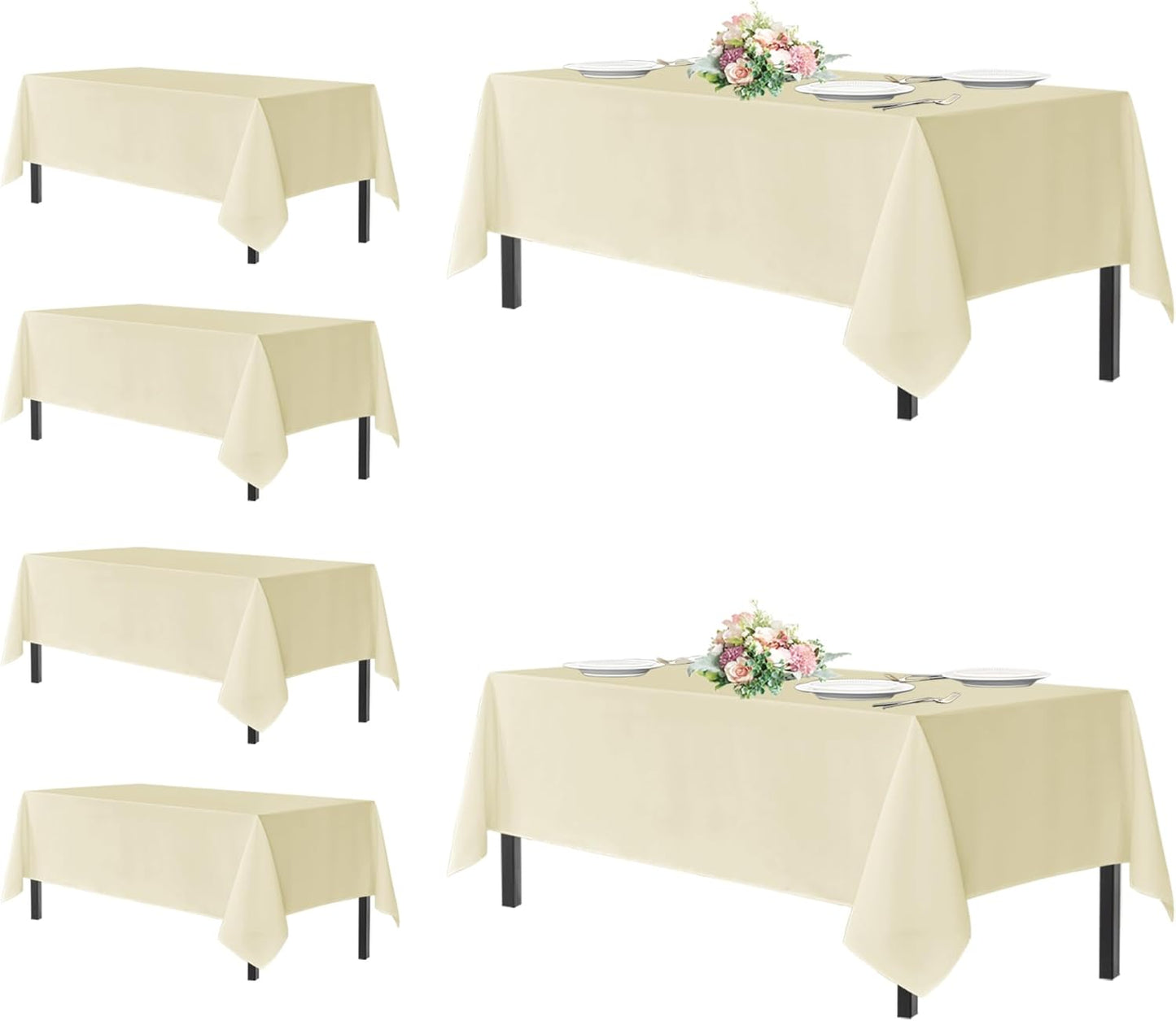 White Rectangle Tablecloth 60 x 102 Inch - Stain & Wrinkle Resistant Polyester for Dining, Buffets & Camping