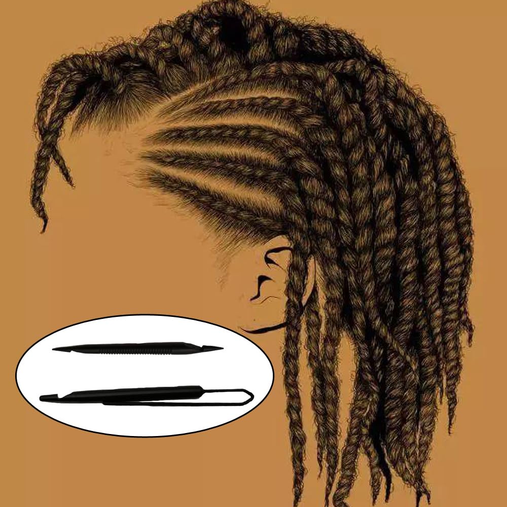 NentMent 2 Pack Loc Interlocking Tool Double Ended Dreadlock Crochet Hooks Dreadlock Retightening Tool Kit Dreadlock Crochet Needle for Locs Sisterlock Interlocks Hair Styling Hippie Dreads Microlocks