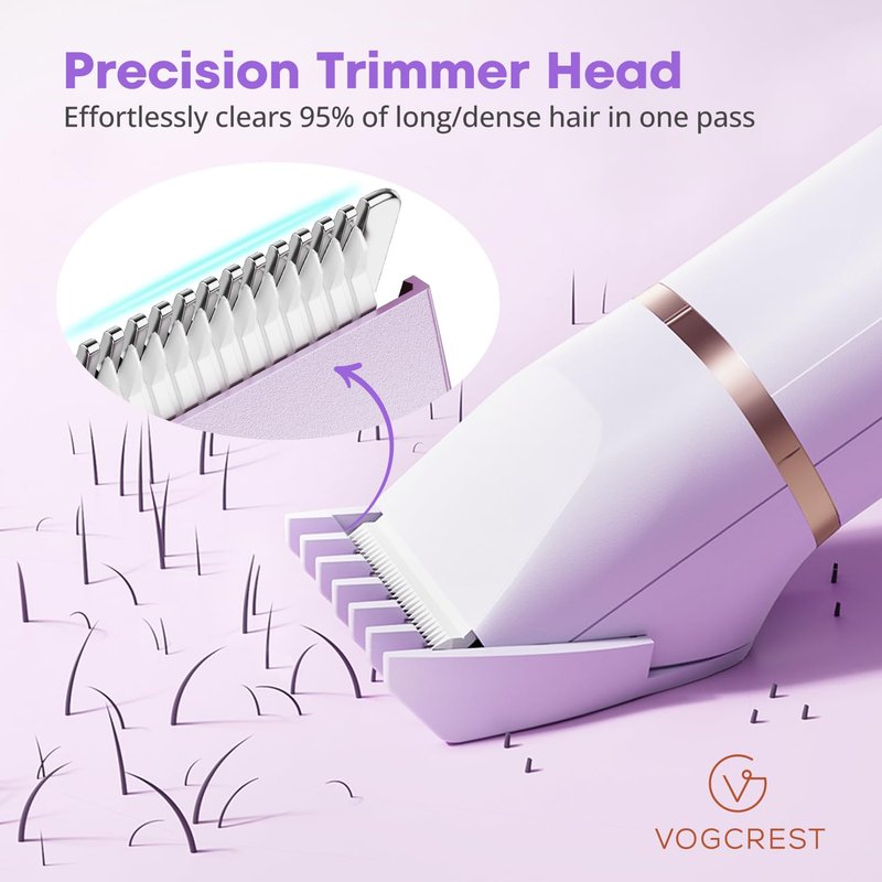 VG VOGCREST Bikini Trimmer Replacement Head: Compact Portable Painless Hair Removal & Precision Shaving Set for Women - Home Travel Bikini Area Use with Rotary Shaver Head(Purple)