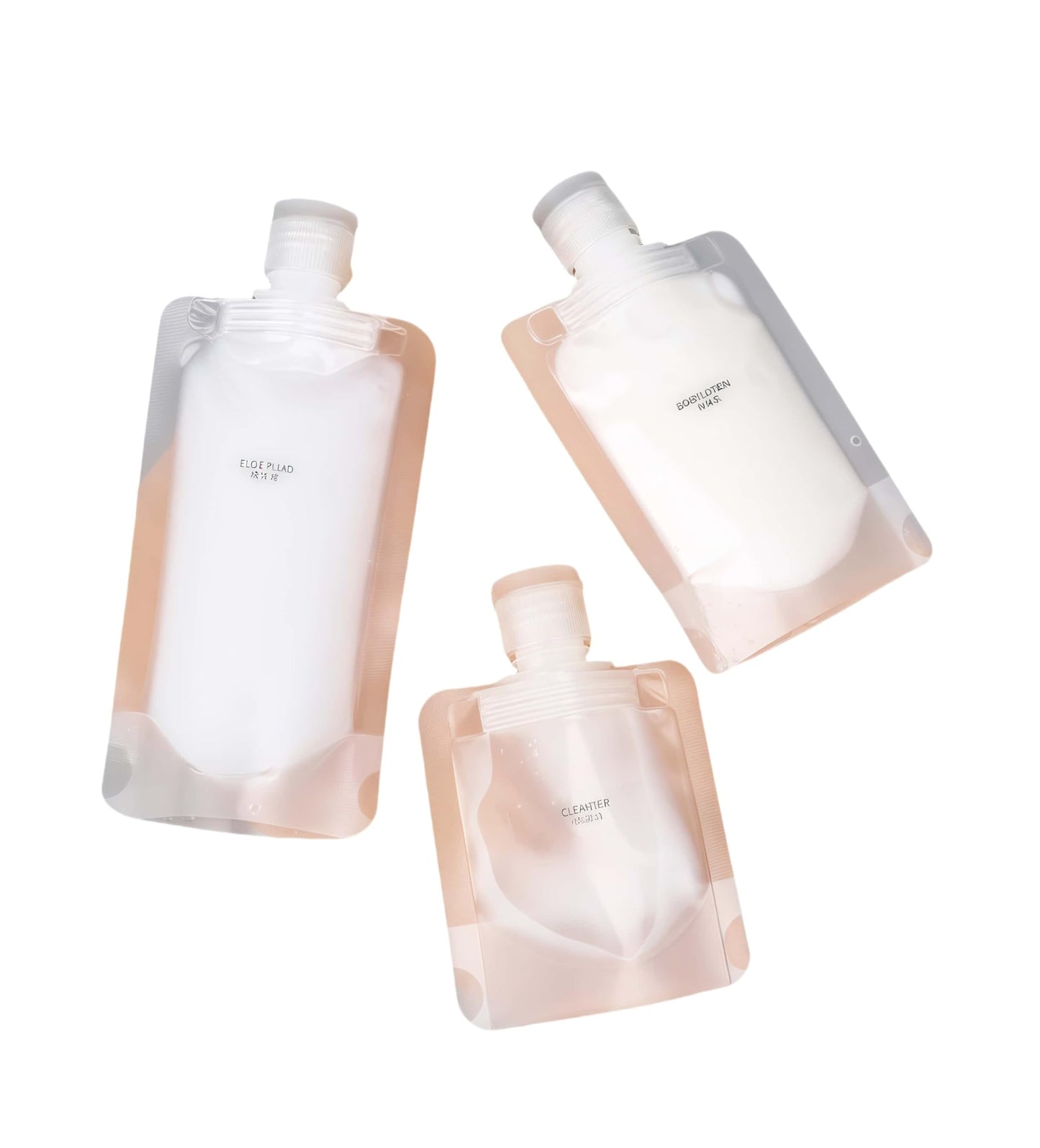 MAAYKOM 10 Pack Travel Pouches for Toiletries, Size Portable Containers,Stand Up Pouch,Refillable Travel Accessories for Shampoo Conditioner (100ML/3.4OZ/10piece)