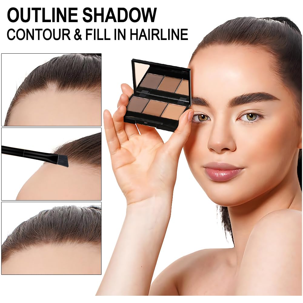Eyebrow Powder Kit - Dark & Medium Brown Shades | Long-Lasting Waterproof Formula with Brush for Defined Natural Brows