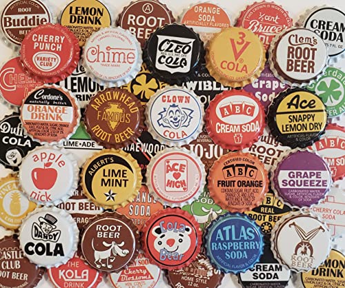 Vintage Soda Bottle Caps - 100 Random Designs, 1.25" Diameter