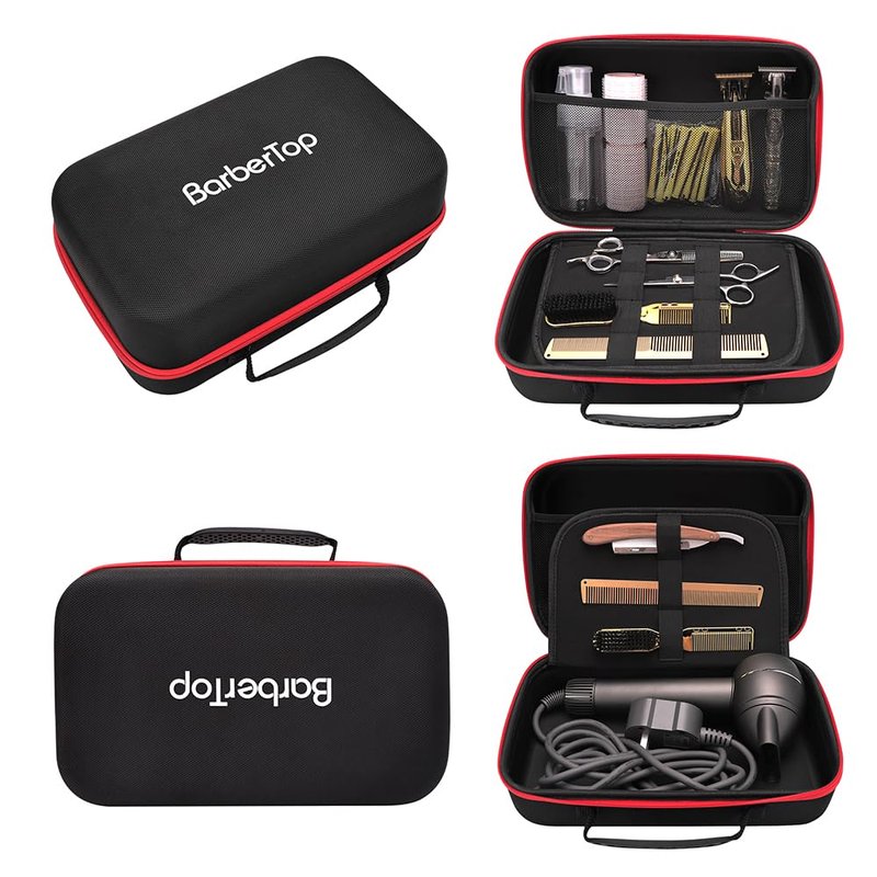 Barber Tool Bag, 12x7x5 inch Case Compatible with Hair Clipper Barber, Clipper Bag for Barbers,Travel Storage Organizer for Comb Cutting Guide, Clipper Blade Oil, Cleaning Brush and Other Grooming Kit