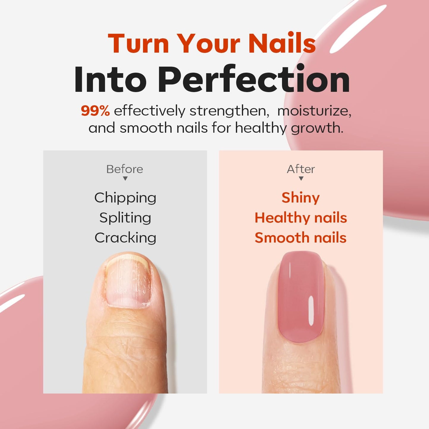modelones Nail Strengthener and Growth Blushed Berry Nail Polish Quick Dry Nail Repair for Damaged Nails Strengthening Polish Natural Concealer Foundation Toenails & Nail Care Gifts for Women