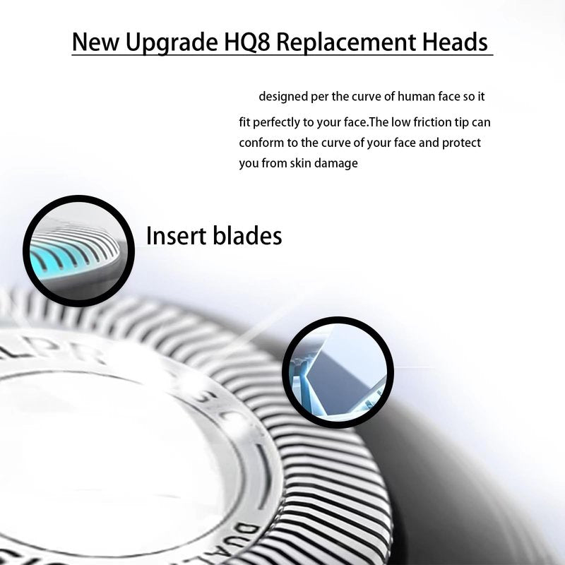 HQ8 Replacement Heads Compatible with Philips Norelco Aquatec Shavers Razor，Compatible with Philips Aquatec PT720 PT730 AT880 At830 AT810 AT815, Upgraded HQ8 Blades,6Pack