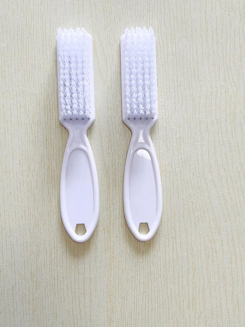 Nail Brush Set - 12Pcs Cleaning Brushes for Fingernails & Toenails | Ergonomic Handle for Manicure & Pedicure (White)