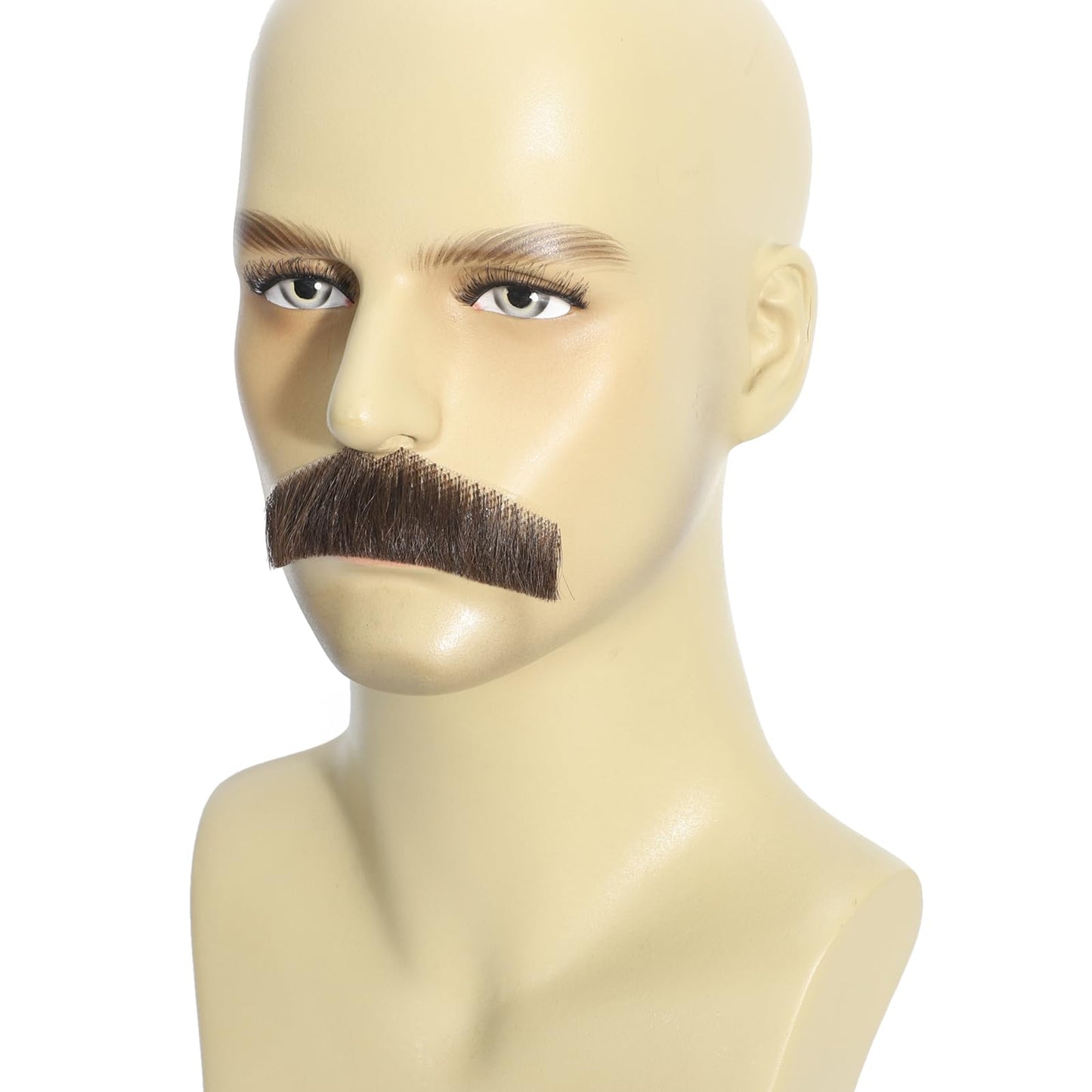 Amiunis Human Hair Beard Lace Base Hand Knotted Realistic Mustache for Adults Costume Party Cosplay Fake Full Beard (FB003-Brown)