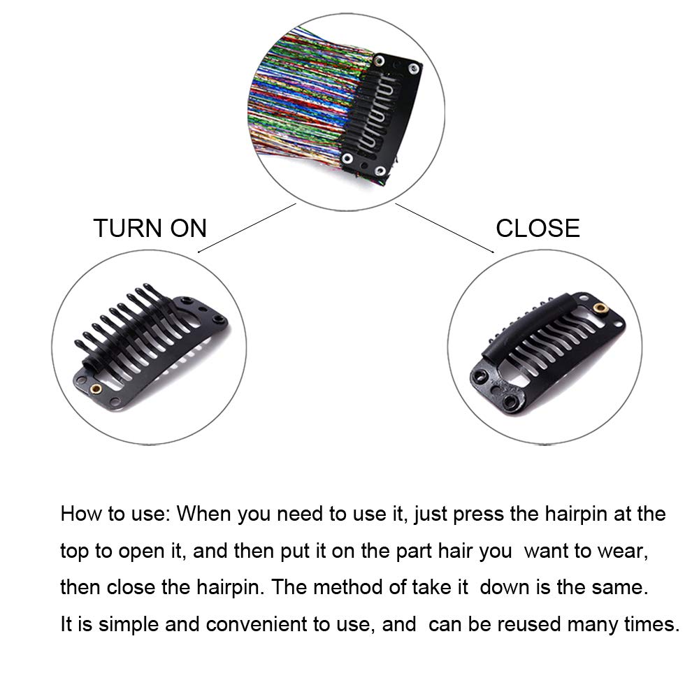 19.7 Inch Clip In Hair Fairy Tinsel Kit Clips Clip On Glitter Hair Tinsel Extensions 12 Colors