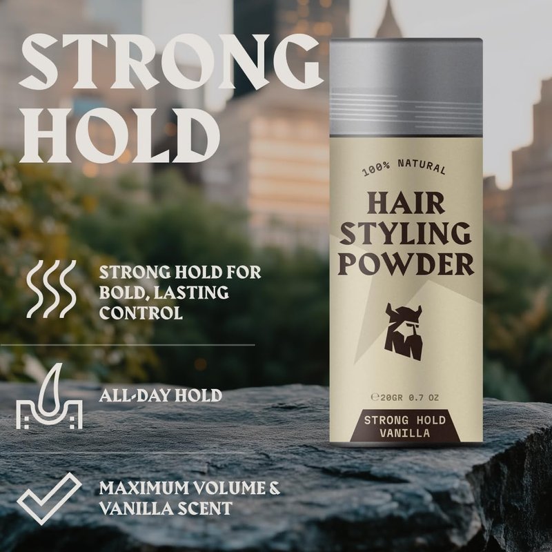 Striking Viking Hair Powder - 0.7 Oz, Vanilla Scent - Strong Hold Texture Powder for Men - Root Lift & Fullness Mens Volumizing Formula - Vanilla Scent Hair Dust