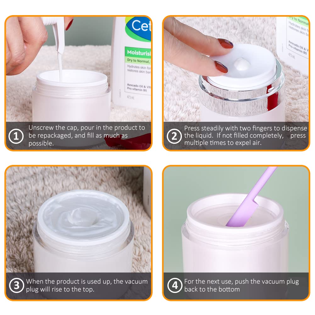Airless Pump Jar - 1 oz Vacuum Dispenser for Cream | Leak-Proof Travel Lotion Container - Multi-Purpose (2 Pack)