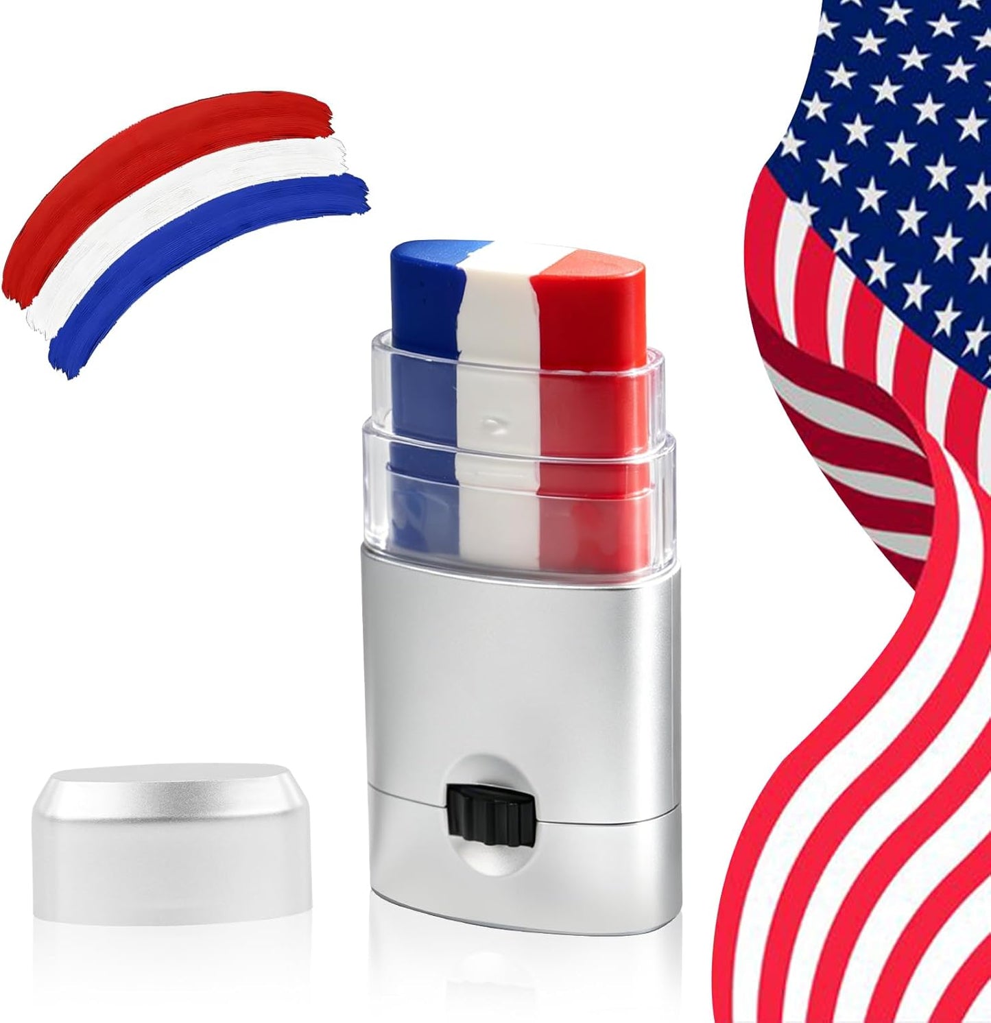 Patriotic Face Paint Stick - Red, White & Blue Makeup for 4th of July | Easy Application for Sports & Events (1 PCS)