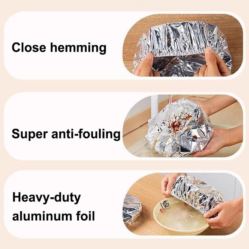 Reusable Aluminum Foil Insulation Cover, 50Pcs Food Covers for Keeping Food Warm, 110℃ Heat Resistant Elastic Bowl Covers for Leftovers, Meal Prep & Picnic, Fits 11-28cm Round/Square Plates (50)