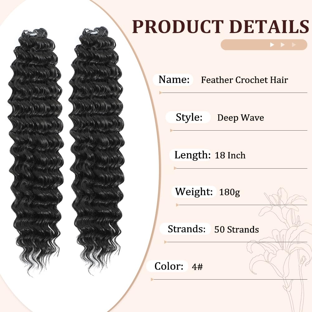 Ajsowju Feather Crochet Hair for Black Women, 18 Inch 100 Strands, 4#