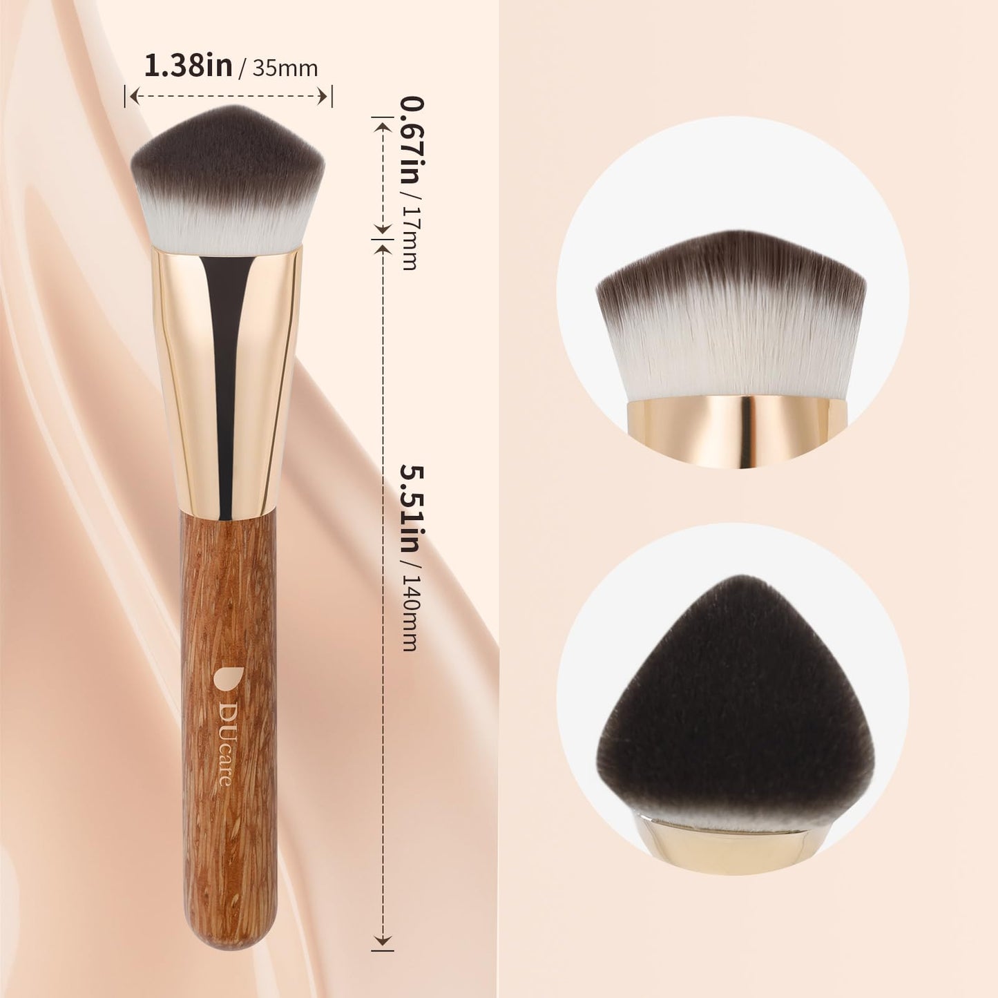 DUcare Angled Foundation Brush for Flawless Makeup Application Professional Liquid, Cream Powder Foundation Brush with Dense Bristles(Triangle)
