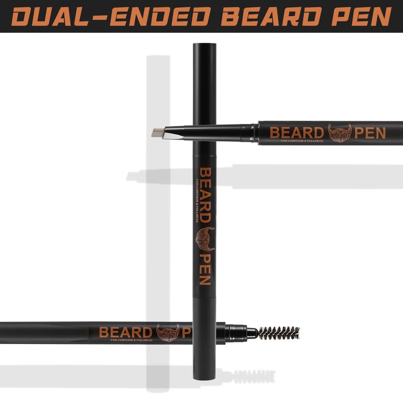 KGAJSGH 2pc Dual-Ended Beard Pencils: Spiral Brush & Wax for Precise Styling, Shaping - Natural Look for Beard, Mustache & Brows