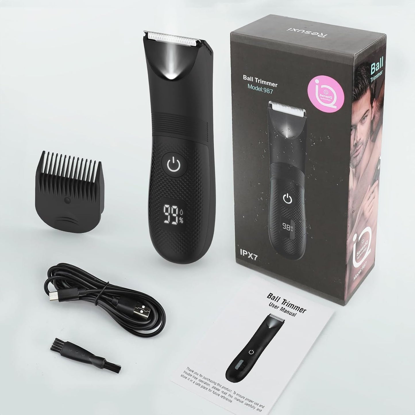 Manscape Body and Ball Trimmer for Men, Pubic Groin Hair Trimmer Ball Shaver Body Groomer Men, Wet/Dry Smooth Shaving, IPX7 Waterproof