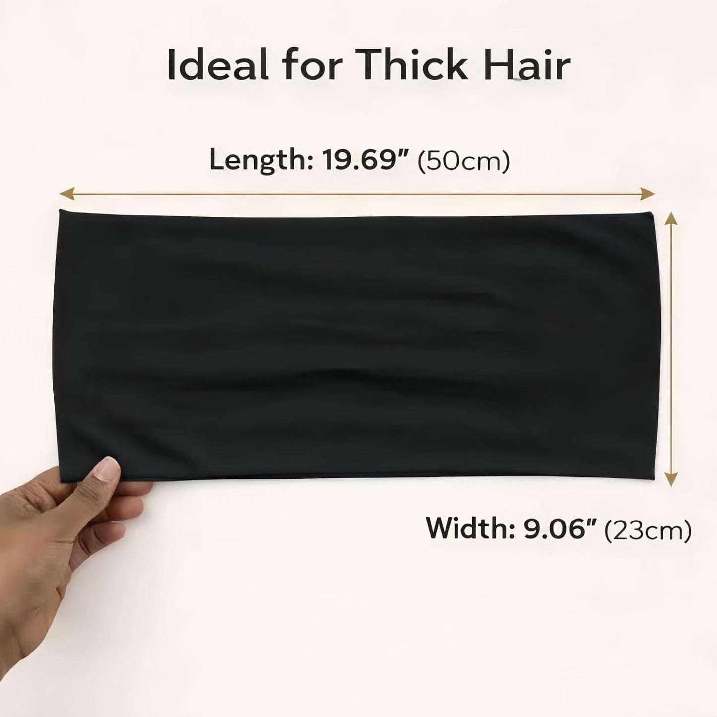 Hair Wrap for Curly & Coily Hair - Extra Wide Stretch Sleep Scarf, Anti-Frizz Headband | Soft Breathable Tube, Matte Black 19.69” x 9.06”