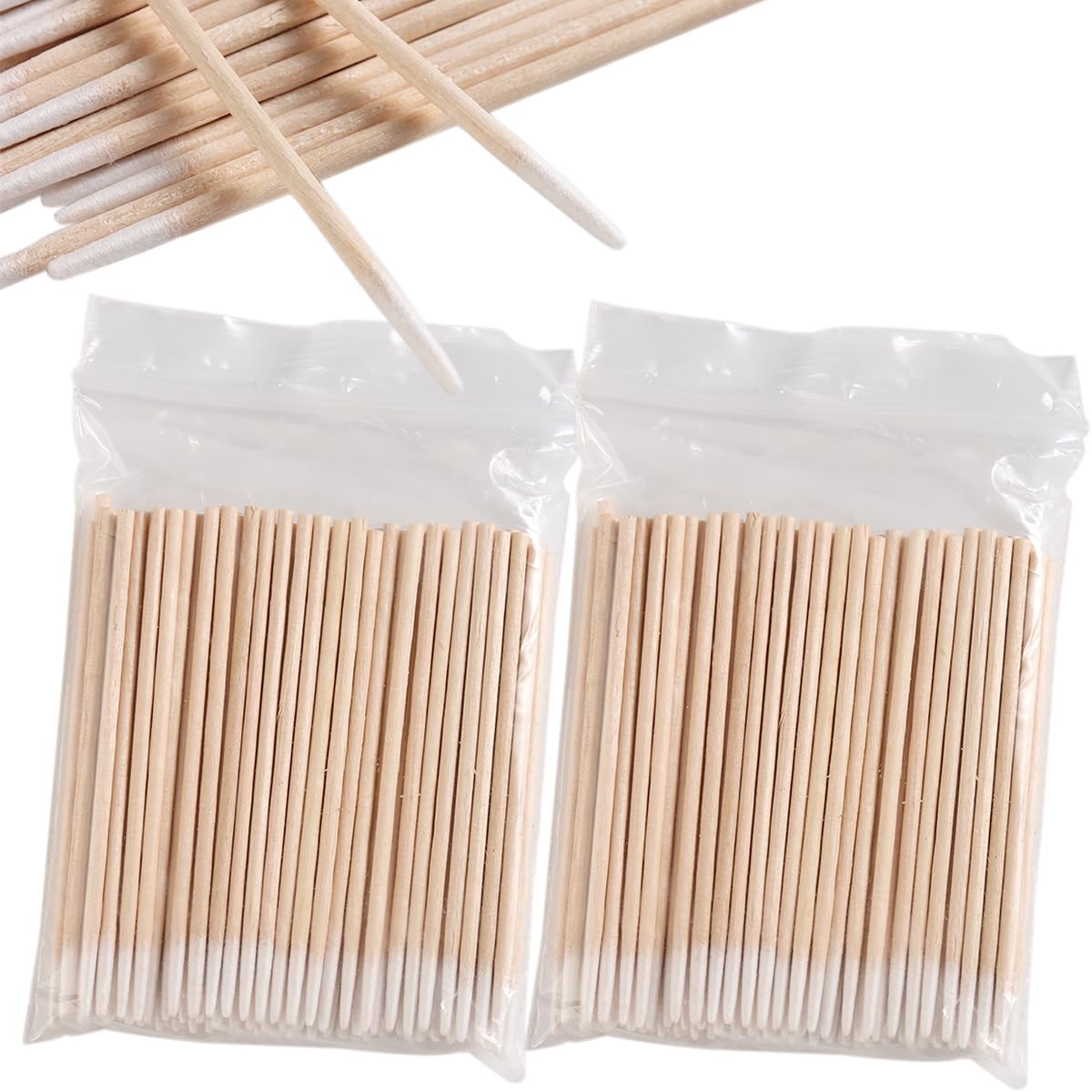 Pointed Tip Cotton Swabs - 200PCS Precision Double-Sided Buds for Makeup & Nail Polish Cleanup | Wooden Sticks