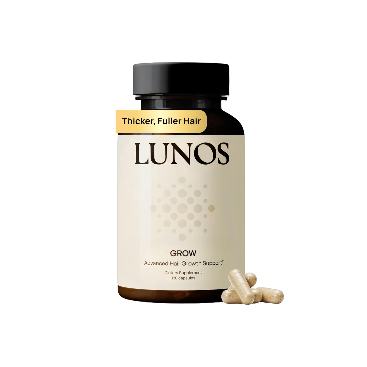 Lunos Grow Hair Growth Supplements - 17 Ingredient Hair Vitamins for Women & Men with Biotin, Saw Palmetto, & Marine Collagen - 1 Month Supply