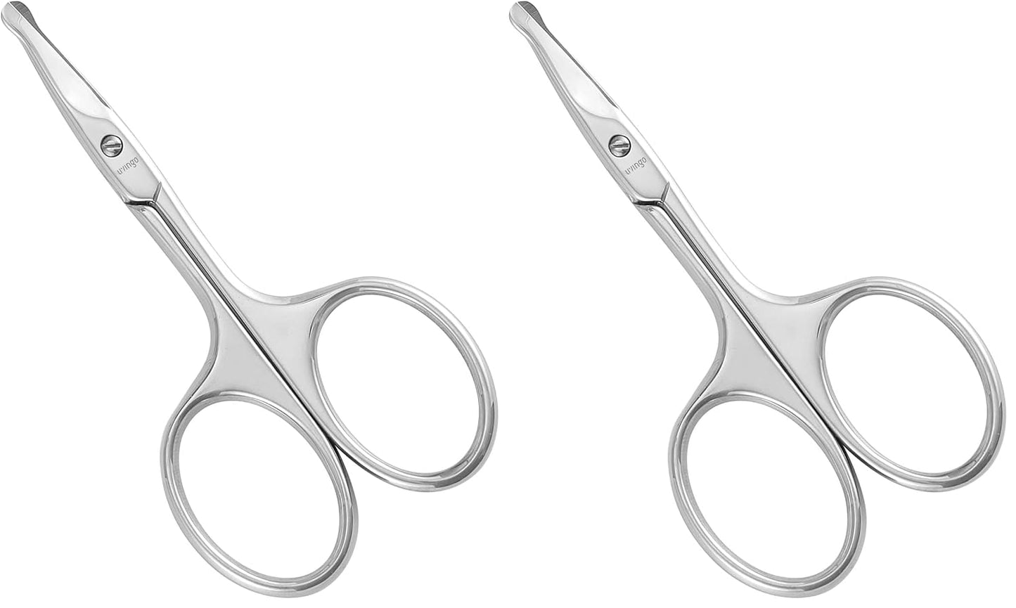 Professional Nose Hair Scissors - Stainless Steel Rounded Tip Trimming Tool | 3.5” Gold for Men & Women