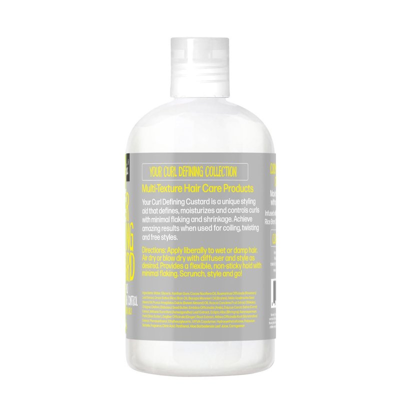 CurlyChic Your Defining Custard - Curl Defining & Moisturizing Styling Cream for Curly, Kinky, Coily, Wavy, & Frizzy Hair - Long-Lasting Hold, Flake-Free, No Crunch, Sulfate & Paraben Free, 12 fl oz