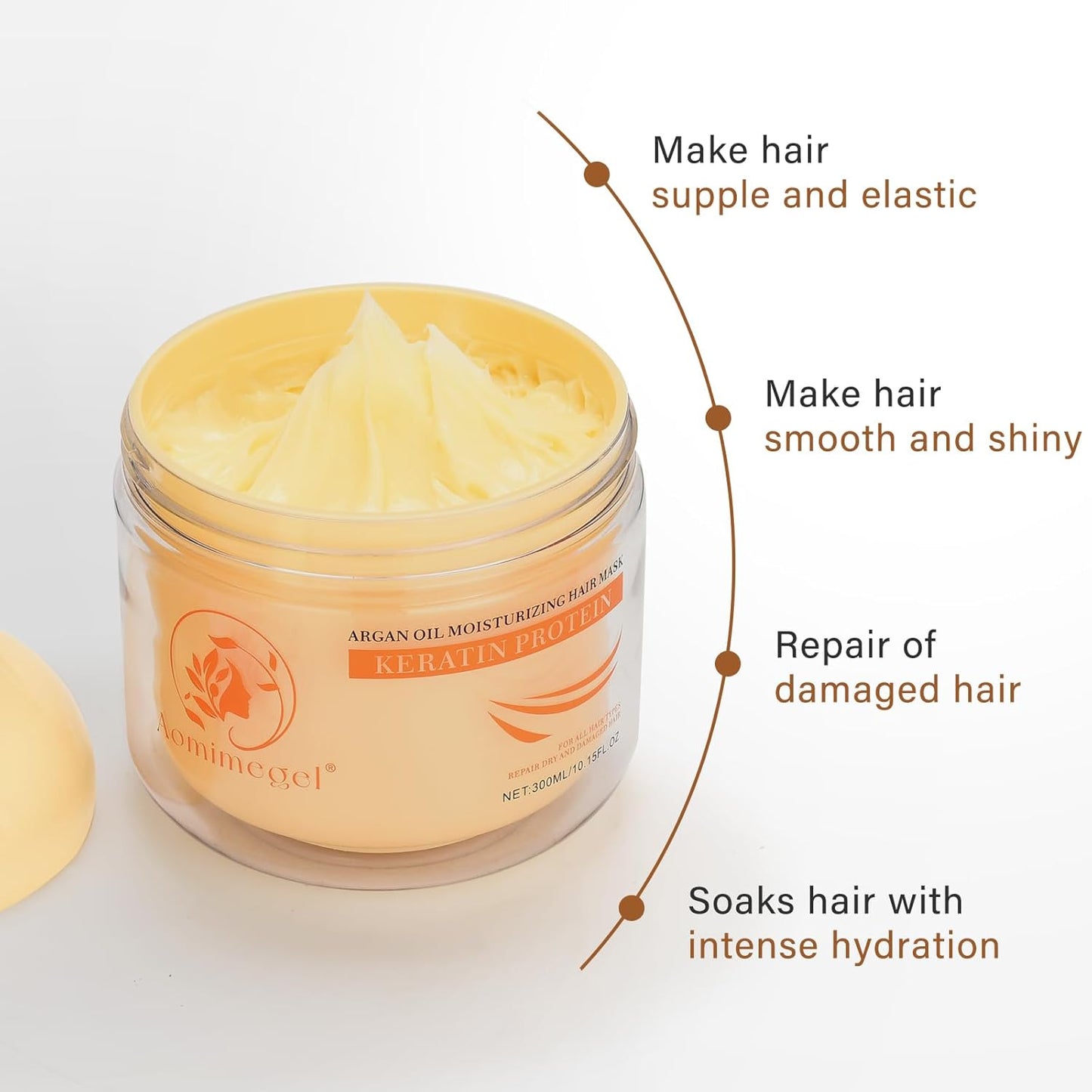 Collagen Hair Mask & Argan Oil Set - Deep Conditioning Treatment for Dry, Damaged Hair | 10.15 fl oz + 2 fl oz