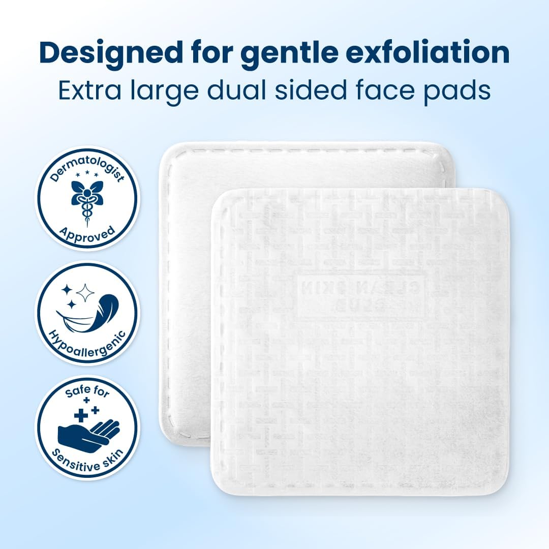 Clean Skin Club Clean² Pads 2.0 - Ultra Soft Organic Disposable Face Pads | Textured Triple Layers, No Shedding or Tearing