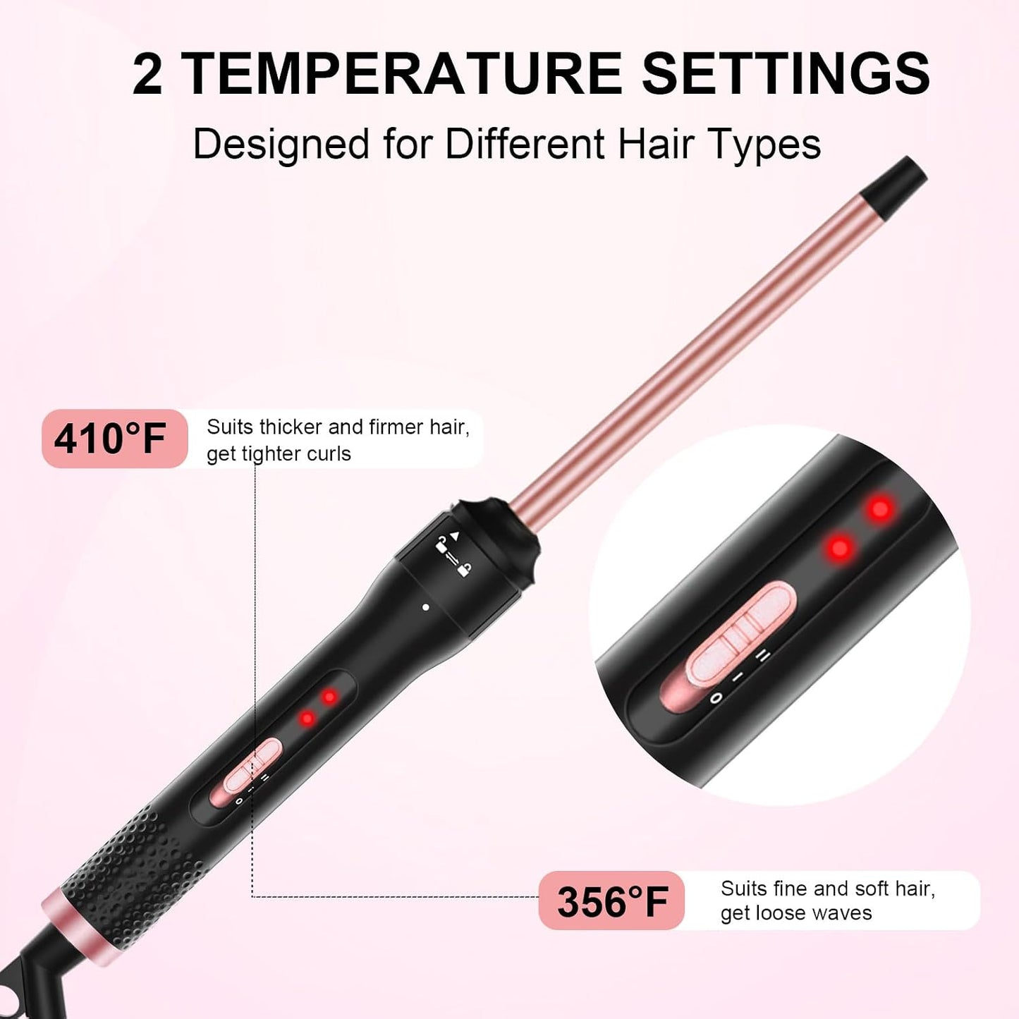 Professional 1/2 Inch Curling Iron - Ceramic Tiny Curling Wand for Short & Long Hair | 2 Temperature Settings, Includes Heat Protective Glove