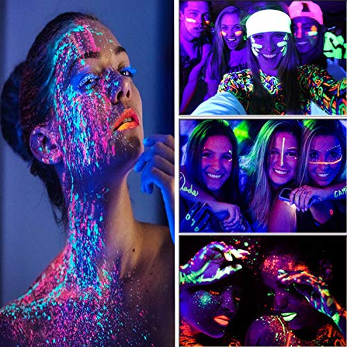 Glow in the Dark Body Paint Set - 6 Neon Colors for UV Use
