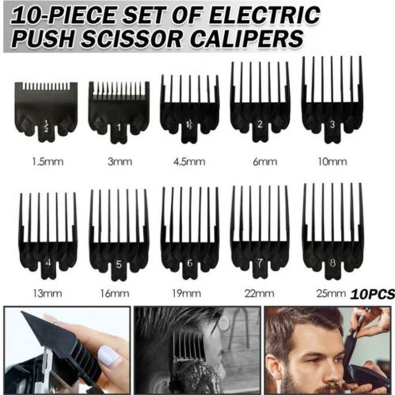 gofidin 10Pcs/Set Hair Clipper Combs Guide Kit 1.5-25mm Plastic Hair Trimmer Guards Barber Replacement Parts Universal Hair Salon Tool