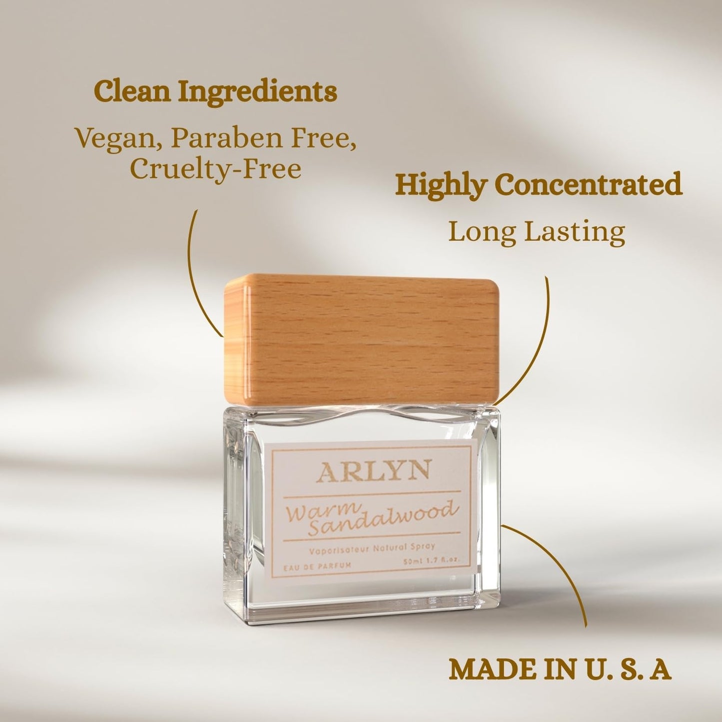 ARLYN Warm Sandalwood Eau De Parfum Inspired by San.t.al 33, Long-Lasting Perfume for Men and Women, Vegan & Eco-Conscious with Clean Ingredients, Woody, Cedar, Leather, Amber - 50ml / 1.7 oz