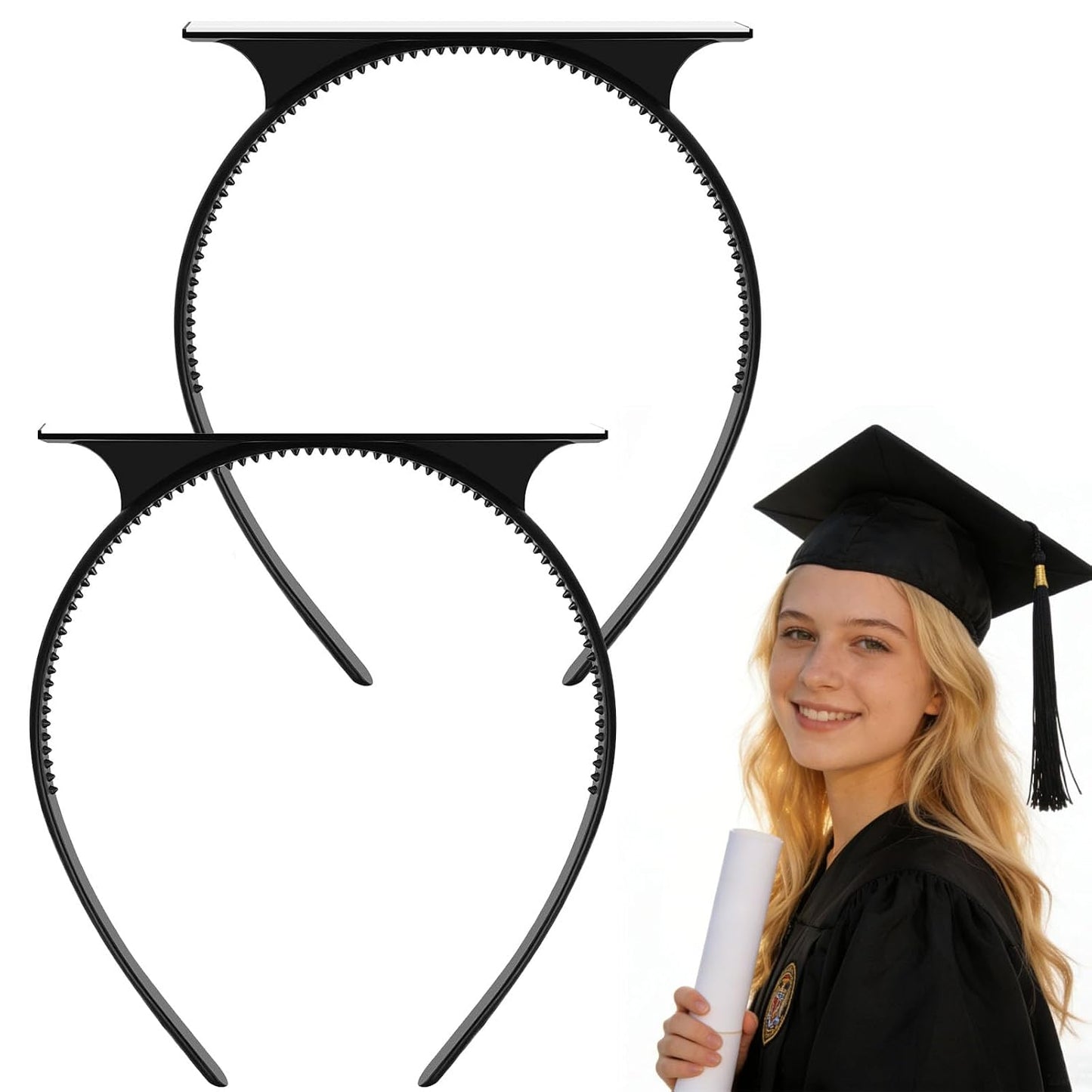 Graduation Cap Headband Insert - Anti-Slip Fastener for Curly Hair | Hair Accessories for Women